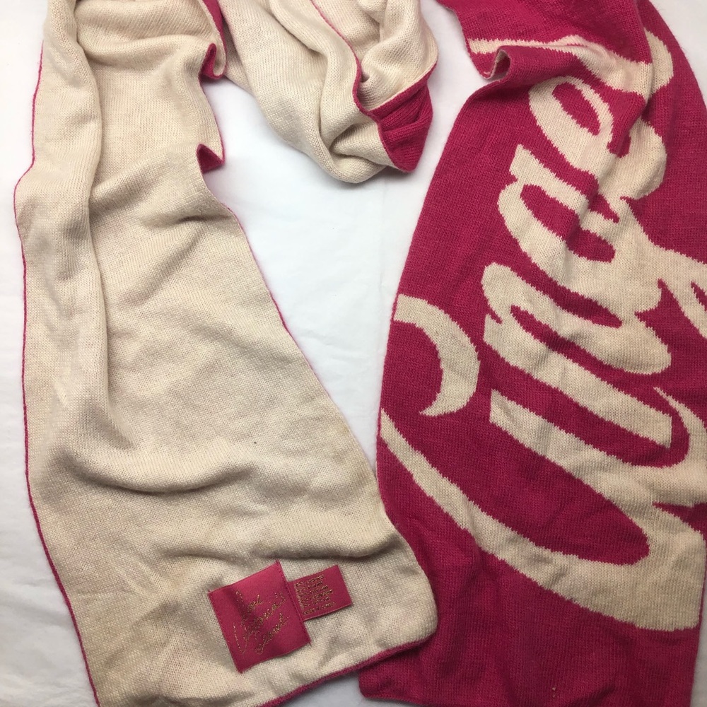Rare vintage Victoria’s Secret Pink/White Angel Scarf cashmere viscose 72” long